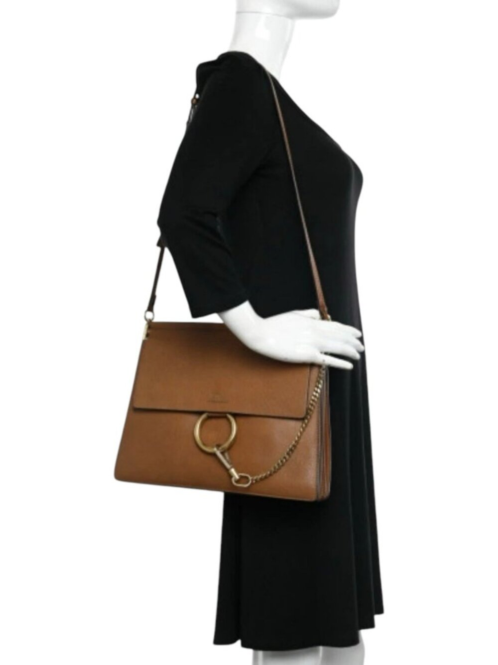 Chloé Faye Medium Shoulder Bag, Camel Goatskin - Picture 2 of 10